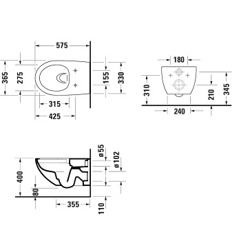Подвесной унитаз Duravit Architec 45726900A1 (257209+006969) сиденье микролифт, быстросъемное
