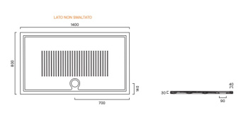 Душевой поддон 140×80 Catalano H3 Ceramic Bianco lucido 7041480001