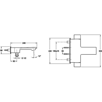 Смеситель для ванны с душем Jacob Delafon Stance E9100-CP