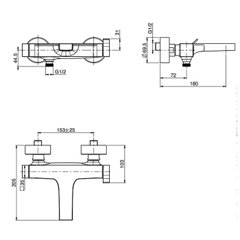 Смеситель для ванну Fima Carlo Frattini Zeta настенный, золото F3964/1OR