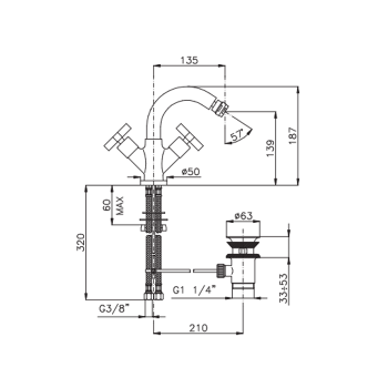 Смеситель для биде Nicolazzi Monte Croce на 1 отв 2237CR27