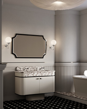 Тумба под раковину двойная Devon&Devon Liberty 124.5х100.8 со столешницей из мрамора CALACATTA VIOLA 