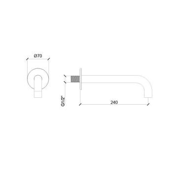 Излив для ванны Almar 240, настенный, matt black E098007.MB