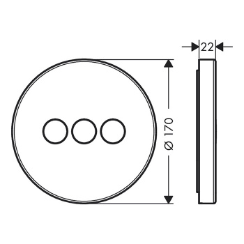 Axor ShowerSelect Встраиваемый запорный вентиль нас 3 потока, внешняя часть, цвет: шлифованный никель 36727820