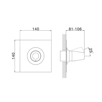 Смеситель встраиваемый для душа внешняя часть Cisal Vita (без встраиваемой части ZA005300), хром VI00300021