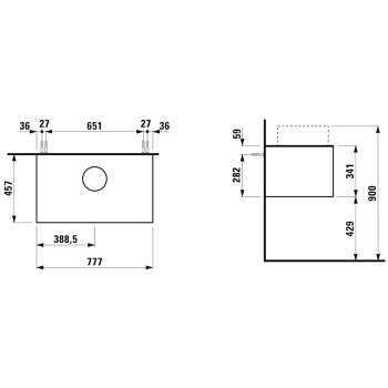 Laufen SONAR шкафчик под раковину, 775х455х340 мм, 1 ящик, с отв. в центре,  для 812340, 812341, 812342, 812343, титан и черный мрамор