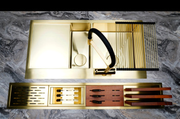 Мойка кухонная Omoikiri Akisame 100-2-GM-L вороненая сталь 4973103