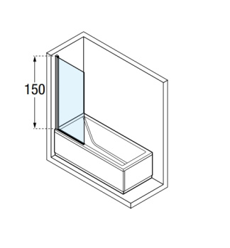 Шторка на ванну Novellini Young 85x151,6см, DX/SX, стекло прозрачное, профиль черный матовый, Y21V85-1H