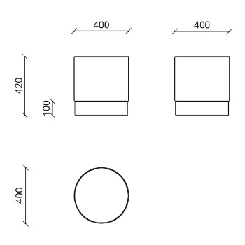 Пуф Oasis Otto 400 h420 бархат T131D, цоколь h100 Cobalto matt M171 5HMSAOT4MD