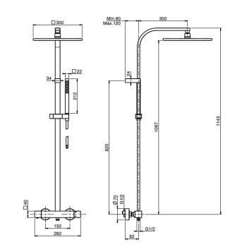 Душевая стойка Fima Carlo Frattini Colonne Doccia верхний душ 30х30, с термостатическим смесителем, держателем и ручным душем, хром F4265N/Q305CR