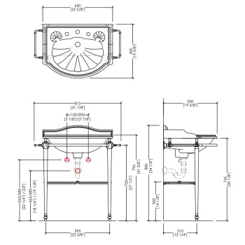 Консоль Devon&Devon Boston 81х88х50 с полотенцедержателями и стеклянной полочкой под раковину oxford хром DEBOSTONCR