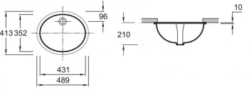 Раковина встраиваемая под столешницу с переливом 49x41 Jacob Delafon Caxton 2210-0 белый