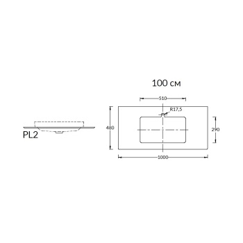 Столешница из керамогранита Kerama Marazzi Plaza Фондамента 100, серая PL2.DL500920R\100