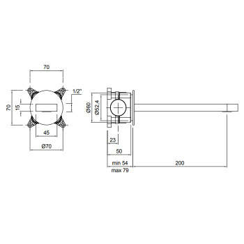Излив для ванны Antonio Lupi Indigo настенный, излив: 200, графит А0002423782