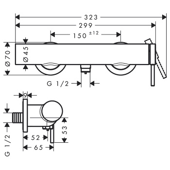 HG Tecturis S Однорычажный смеситель для душа наружного монтажа, цвет матовый белый