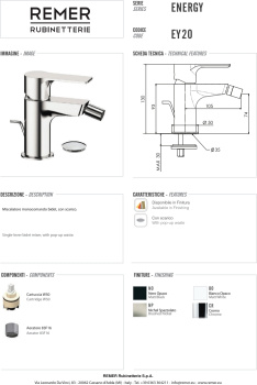 Смеситель для биде Remer Energy  черный матовый EY20NO