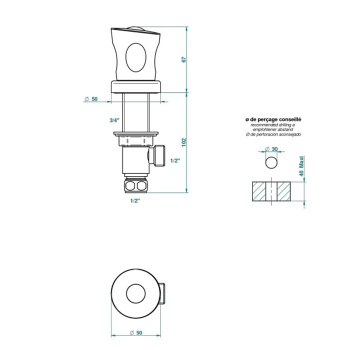 Вентиль смесителя для раковины THG Bagatelle Pierre Noire U3E-F01-35 полированное золото