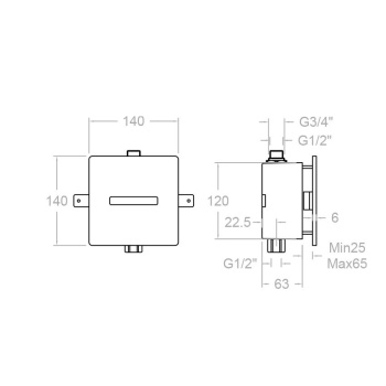 Смыв для писсуара Ramonsoler Soltronic сенсорный встраиваемый с блоком питания wc 8122TB