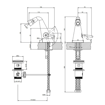 Смеситель для биде Gessi 45007.149 Finox Brushed Nickel