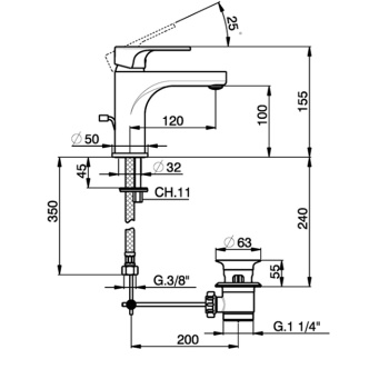 Смеситель для раковины Cisal Alma A300049040 черный