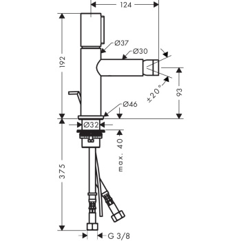 Axor Uno Смеситель для биде на 1 отв., однорычажный, с донным клапаном, цвет: шлифованный никель 452