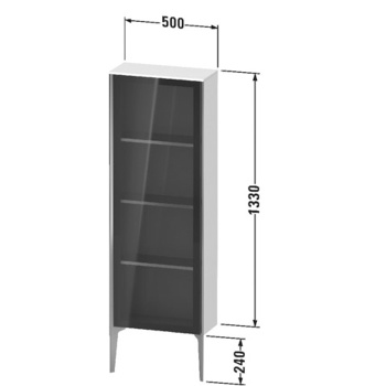 Duravit XViu Шкаф подвесной 1330x500x240мм, со стеклянной дверью, 3 стеклянные полки (петли справа), цвет: walnut dark/черный матовый