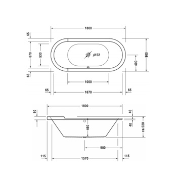 Акриловая ванна Duravit Starck Bathtubs 180x80 700009000000000