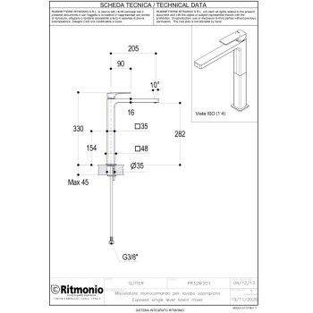 Смеситель для раковины Ritmonio Glitter PR32AF201CRL хром