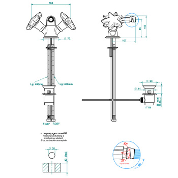 Смеситель для биде THG Oceania A2C-A02-3202 хром/прозрачный хрусталь