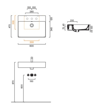 Раковина 60×47 Catalano Premium с 1 отверстием Nero satinato 0220601022