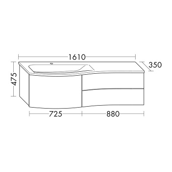 Burgbad Sinea Комплект подвесной мебели 161x49x47.5 см, цвет: светло-серый глянцевый WTU161E L F3177 C0001*1