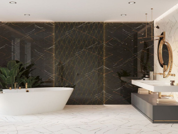 Керамическая плитка Eletto Ceramica Black&Gold Black&Gold Rombi 24.2x70 24.2x70 см 588112001