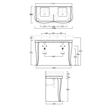 Консоль под раковину Simas Lante LAM120 bi белый