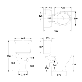 Части для сливного механизма SP5 Burlington Guild SP390 GOLD золото