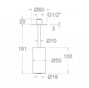 Верхний душ Ramonsoler Hydrotherapy потолочный цилиндр золото BV10RT100OC