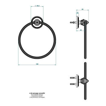 Полотенцедержатель THG Malmaison Metal U93-F01-504N полированное золото
