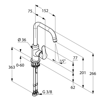 Смеситель для раковины Kludi Objekta 320240575 хром