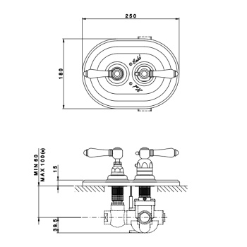 Смеситель для душа Nicolazzi Dames Anglaises Внешняя часть термостата на 3/4 4909CR18