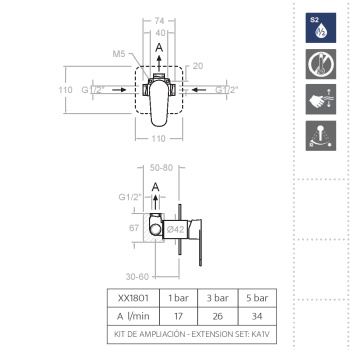 Смеситель для душа Ramonsoler Alexia встраиваемый на 1 выход золото 361801SOC