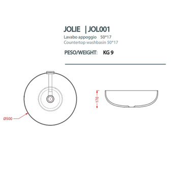 Раковина накладная/для пьедестала Artceram Jolie 50, grey olive JOL001 15 00