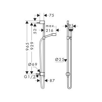Axor One Душевой набор, цвет: черный матовый 48791670