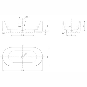 Ванна из искусственного камня KNIEF Moon 190x90 0600-030-01