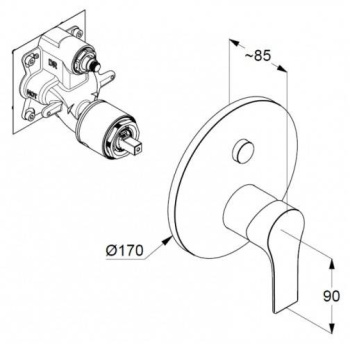 Kludi ZENTA SL см-ль для душа внешн. часть хром