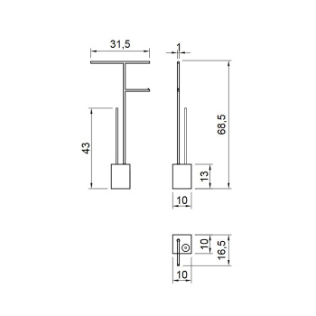Стойка напольная Antonio Lupi Biviocombi 68.5см., с держателем туалетной бумаги и ершиком, база из мрамора Nero Marquinia satinato, Satin steel finish А0002457120