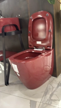 Унитаз напольный приставной безободковый, торнадо смыв Simas Juniper 535х370 мм с сиденьем микролифт, цвет Rubino