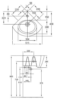Раковина Jacob Delafon Ove E1566-00 угловая белый