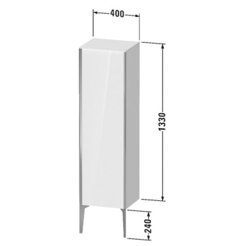 Duravit XViu Шкаф подвесной 1330x400x360мм, с 1 дверью, 3 стеклянными полками (петли справа), цвет: walnut dark/черный матовый