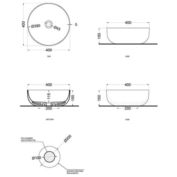 Раковина накладная Cielo Era Eco BAERA40 BA 40 см черный