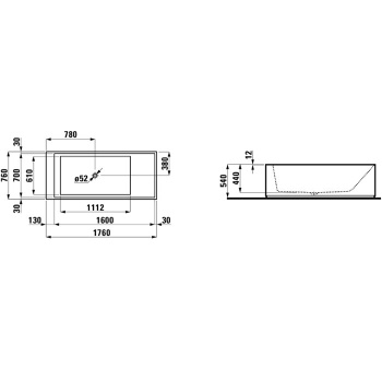 Ванна из искусственного камня Laufen Kartel 176x76 2.2233.2.000.616.1