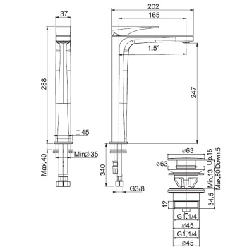 Смеситель для раковины Fima Carlo Frattini Zeta F3961/HNNS click-clack, черный